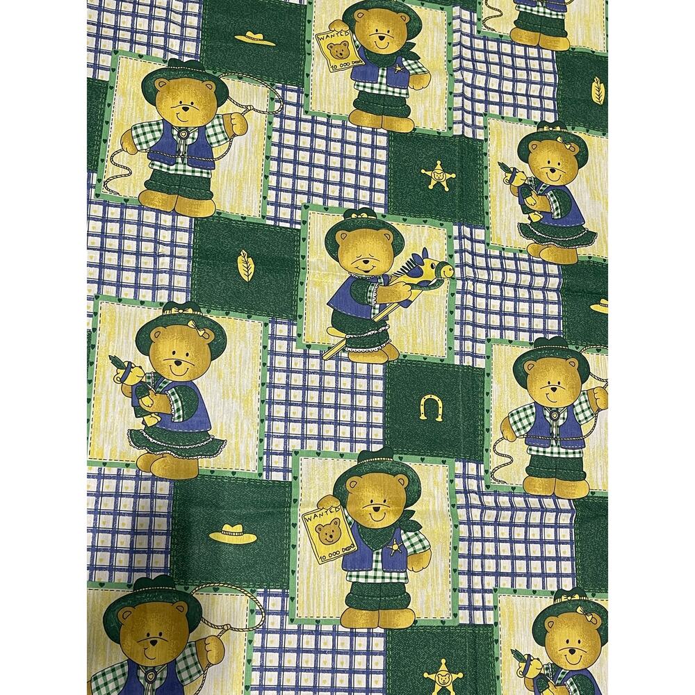 Cowboy Teddy Bears, Bedsheet, 59x45", Western Style, Cute Characters,